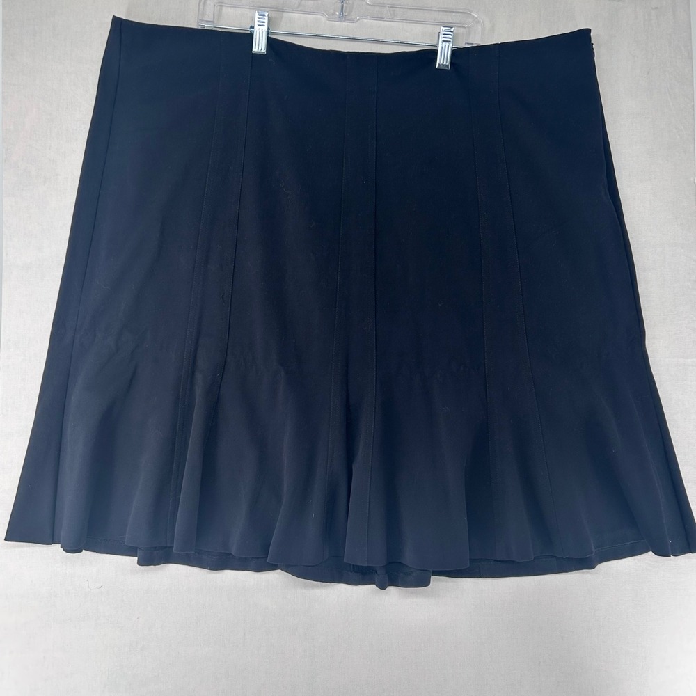 Black Paneled A-Line Knee Length Skirt Side Zipper Minimalist Officecore